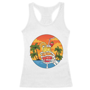 Tropical Skeleton Summerween Racerback Tank Top Beach Cocktail Vacation TS12 White Print Your Wear