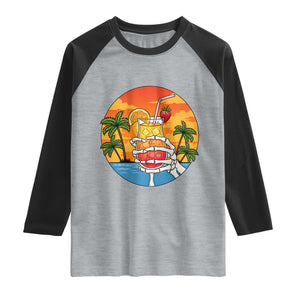 Tropical Skeleton Summerween Raglan Shirt Beach Cocktail Vacation TS12 Heather Gray Black Print Your Wear