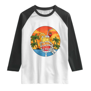 Tropical Skeleton Summerween Raglan Shirt Beach Cocktail Vacation TS12 White Black Print Your Wear