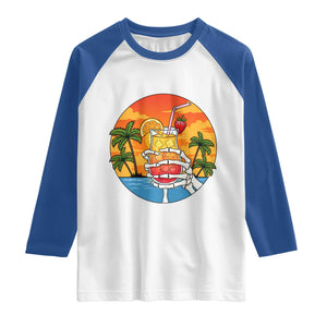 Tropical Skeleton Summerween Raglan Shirt Beach Cocktail Vacation TS12 White Royal Print Your Wear
