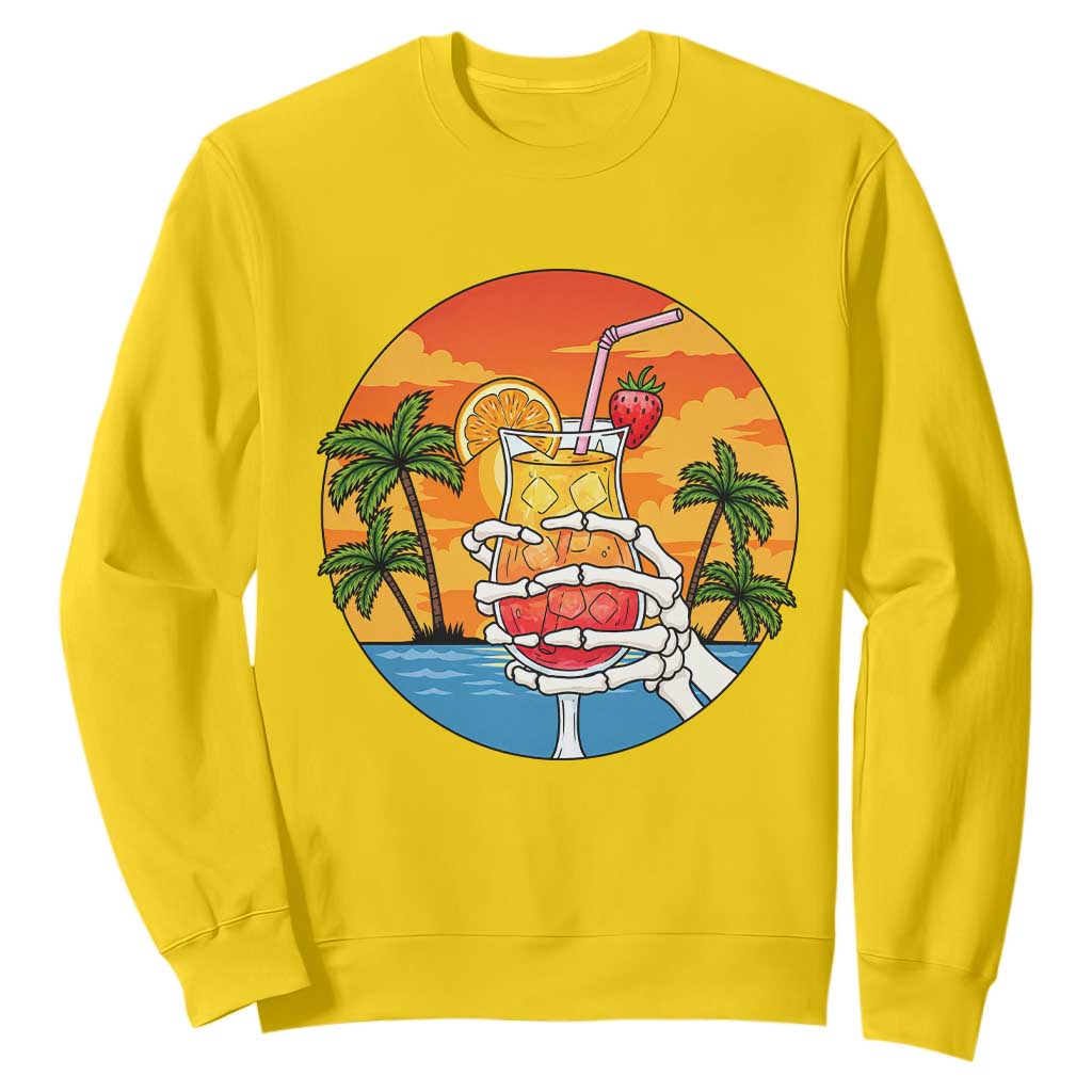 Tropical Skeleton Summerween Sweatshirt Beach Cocktail Vacation TS12 Daisy Print Your Wear