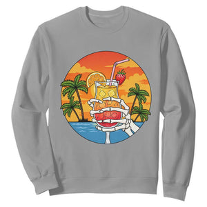 Tropical Skeleton Summerween Sweatshirt Beach Cocktail Vacation TS12 Sport Gray Print Your Wear