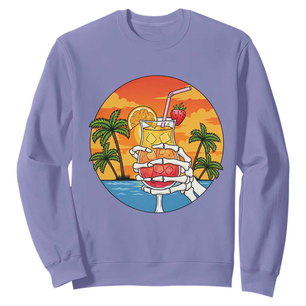 Tropical Skeleton Summerween Sweatshirt Beach Cocktail Vacation TS12 Violet Print Your Wear