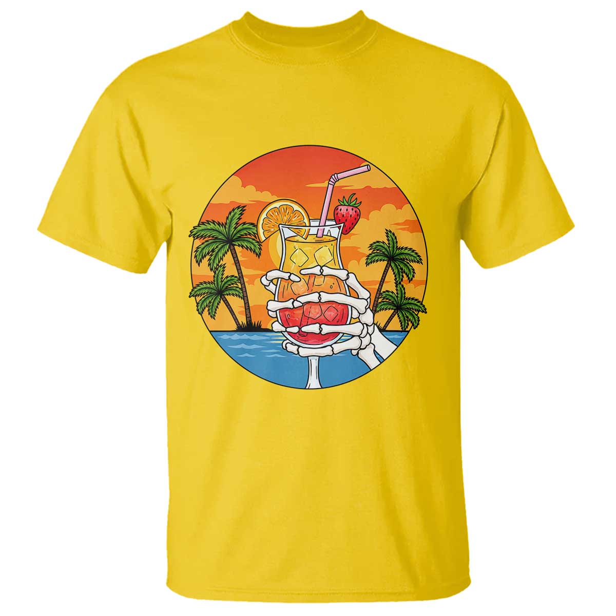 Tropical Skeleton Summerween T Shirt Beach Cocktail Vacation TS12 Daisy Print Your Wear