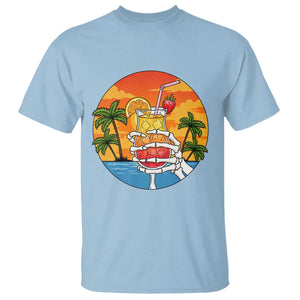 Tropical Skeleton Summerween T Shirt Beach Cocktail Vacation TS12 Light Blue Print Your Wear