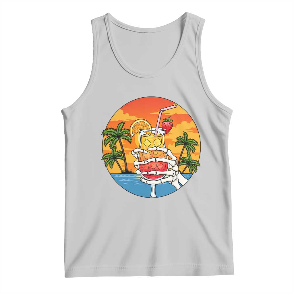 Tropical Skeleton Summerween Tank Top Beach Cocktail Vacation TS12 Ash Print Your Wear