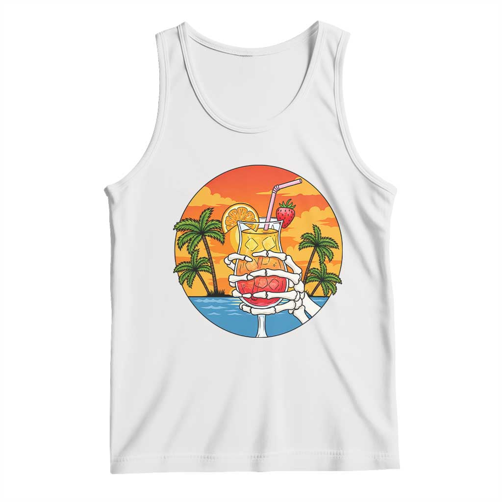 Tropical Skeleton Summerween Tank Top Beach Cocktail Vacation TS12 White Print Your Wear