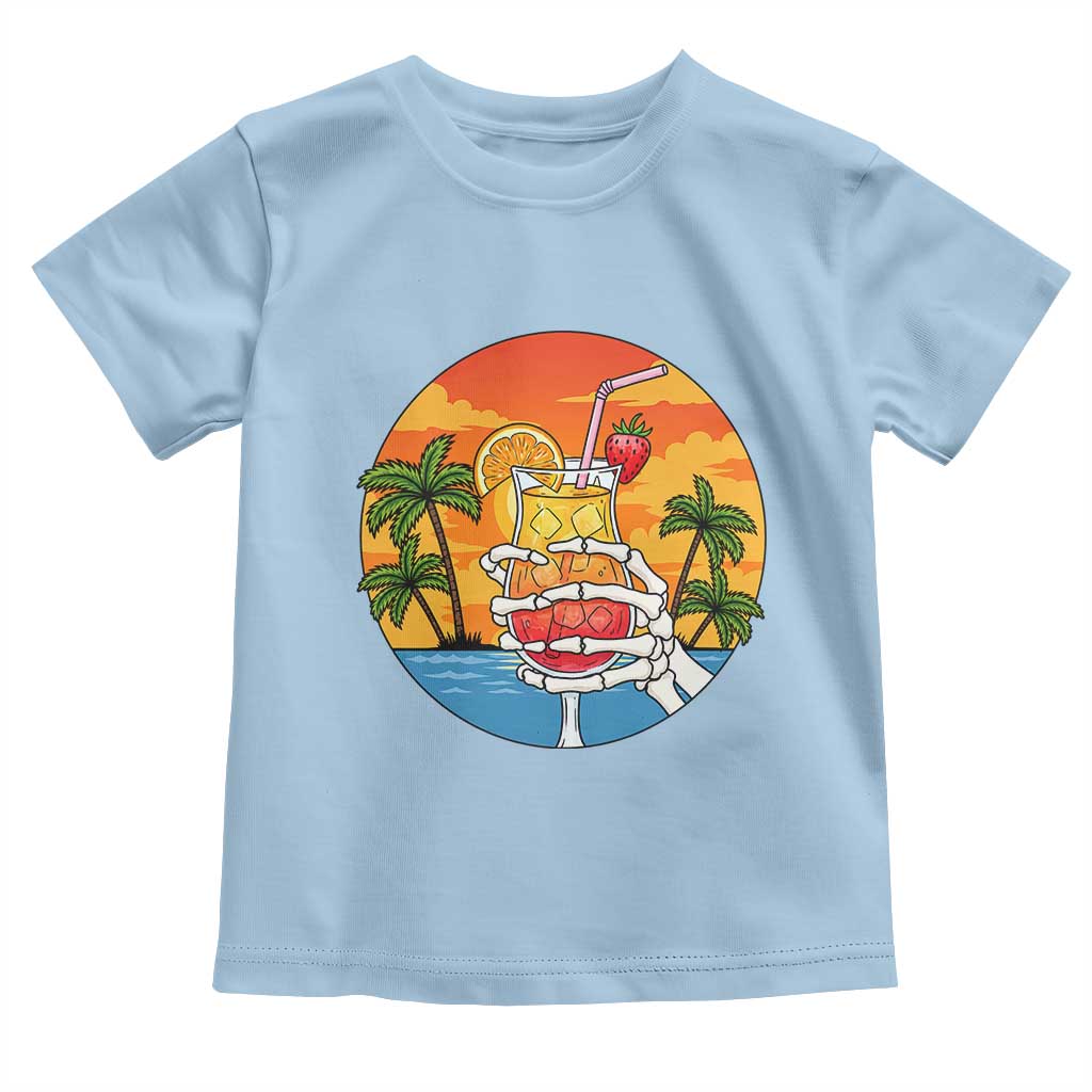 Tropical Skeleton Summerween Toddler T Shirt Beach Cocktail Vacation TS12 Light Blue Print Your Wear