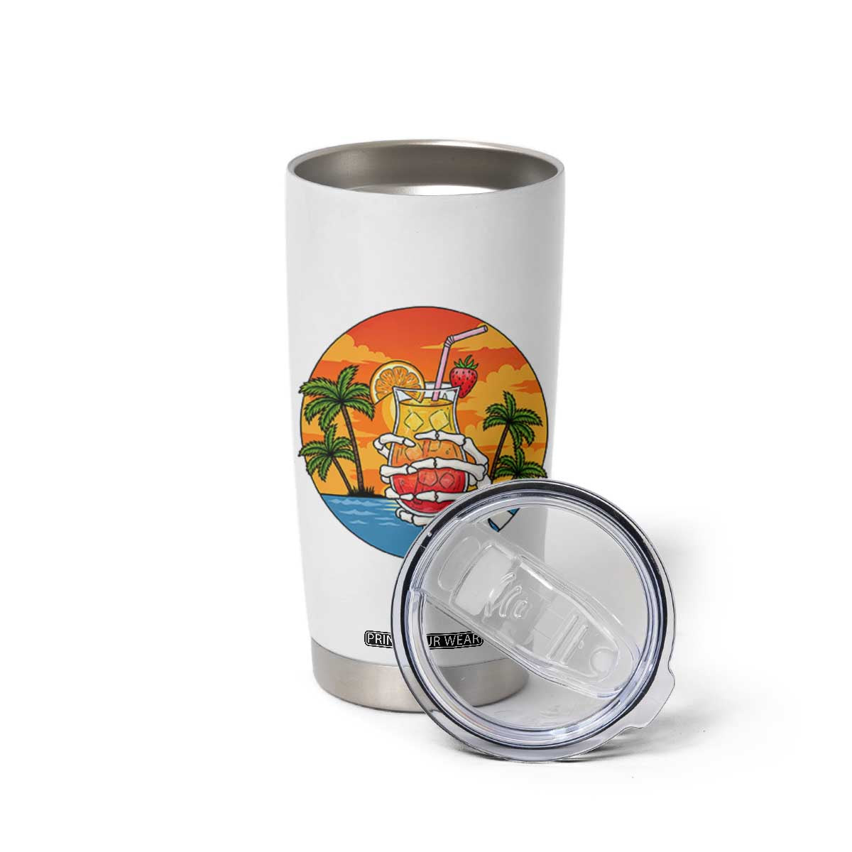 Tropical Skeleton Summerween Tumbler Cup Beach Cocktail Vacation TS12 Print Your Wear