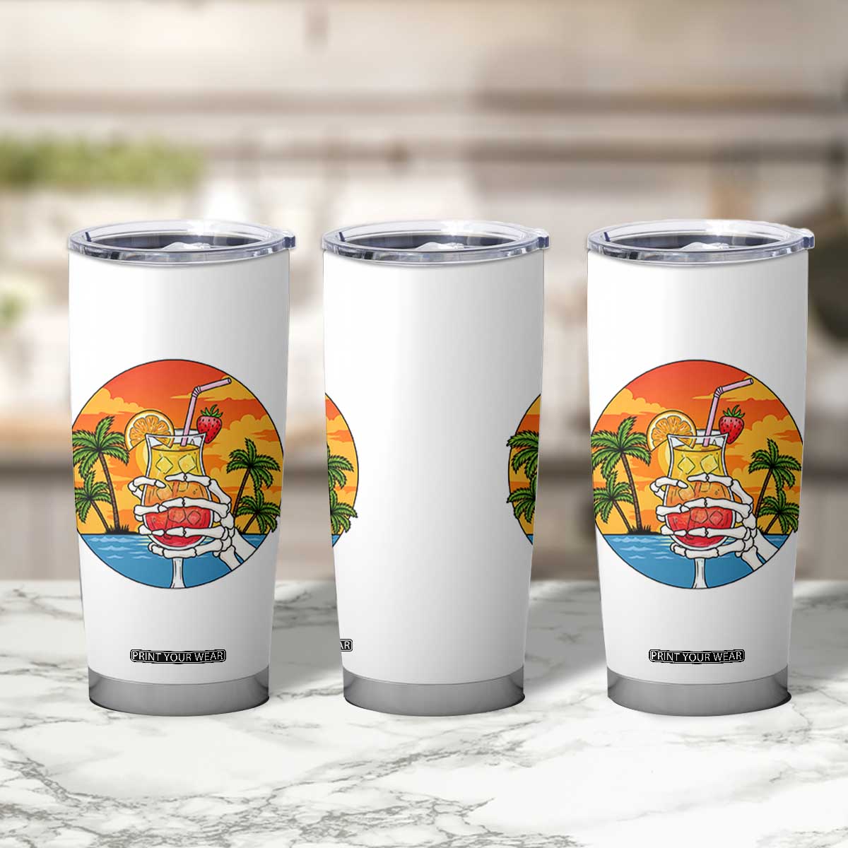 Tropical Skeleton Summerween Tumbler Cup Beach Cocktail Vacation TS12 Print Your Wear