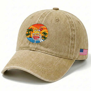 Tropical Skeleton Summerween Washed Cotton Baseball Cap Beach Cocktail Vacation TS12 Print Your Wear