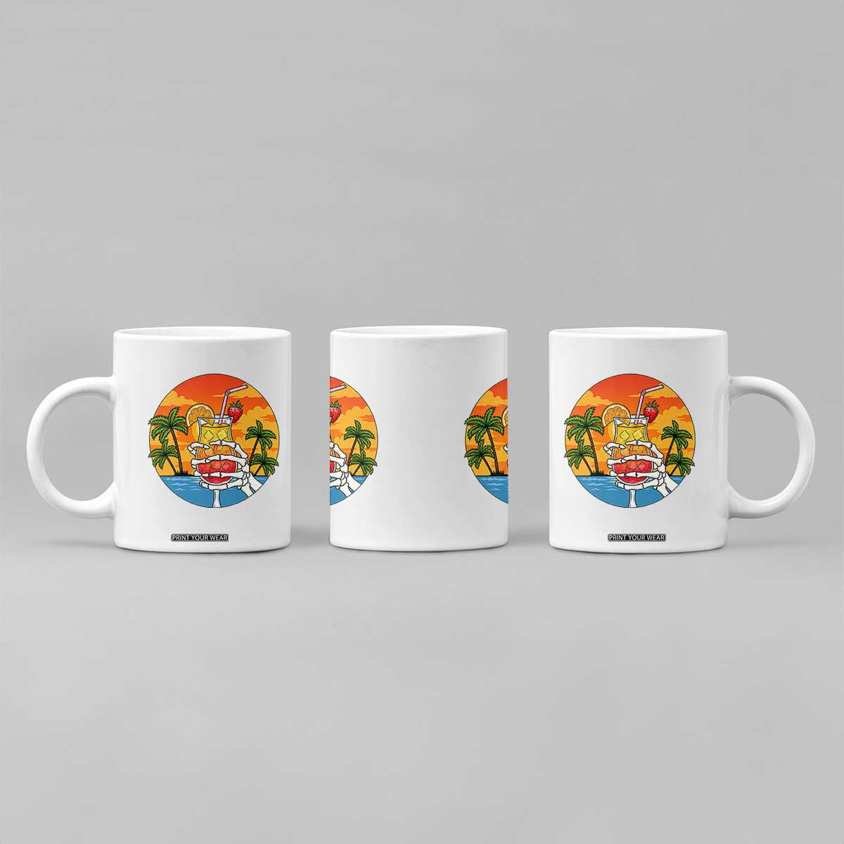Tropical Skeleton Summerween Coffee Mug Beach Cocktail Vacation TS12 Print Your Wear