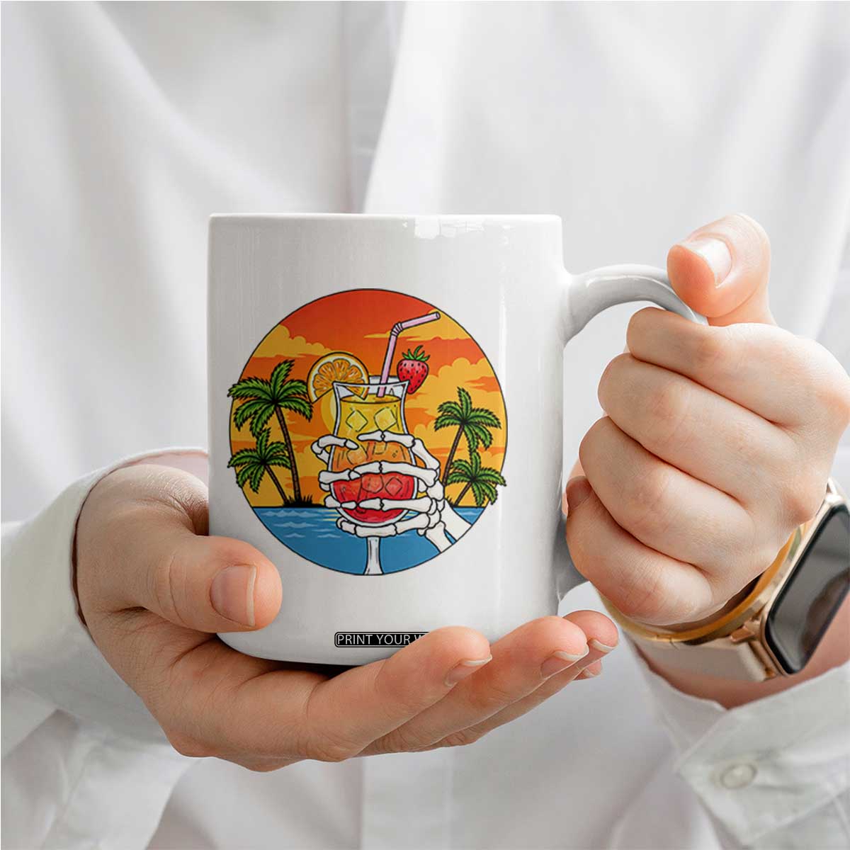 Tropical Skeleton Summerween Coffee Mug Beach Cocktail Vacation TS12 Print Your Wear