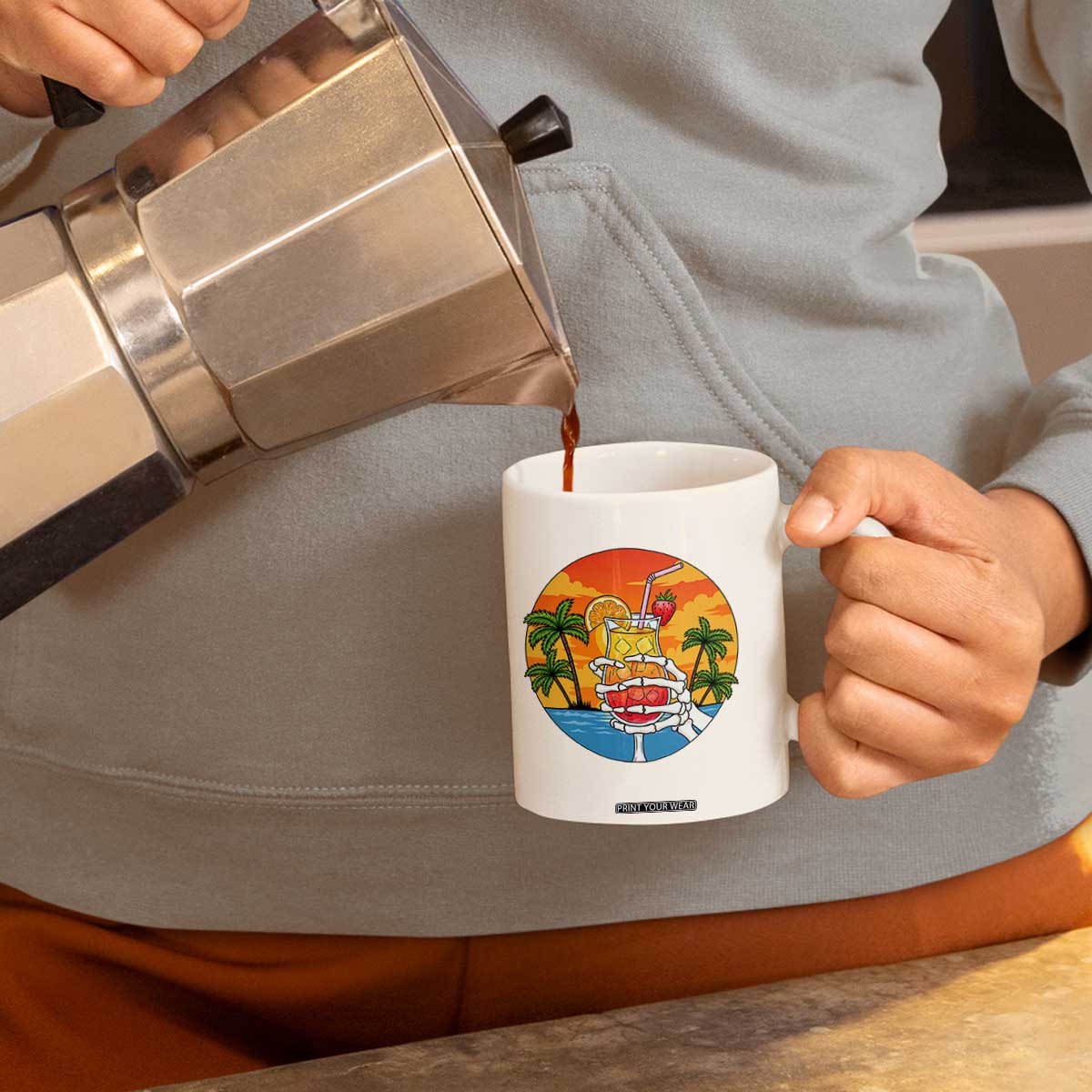 Tropical Skeleton Summerween Coffee Mug Beach Cocktail Vacation TS12 Print Your Wear