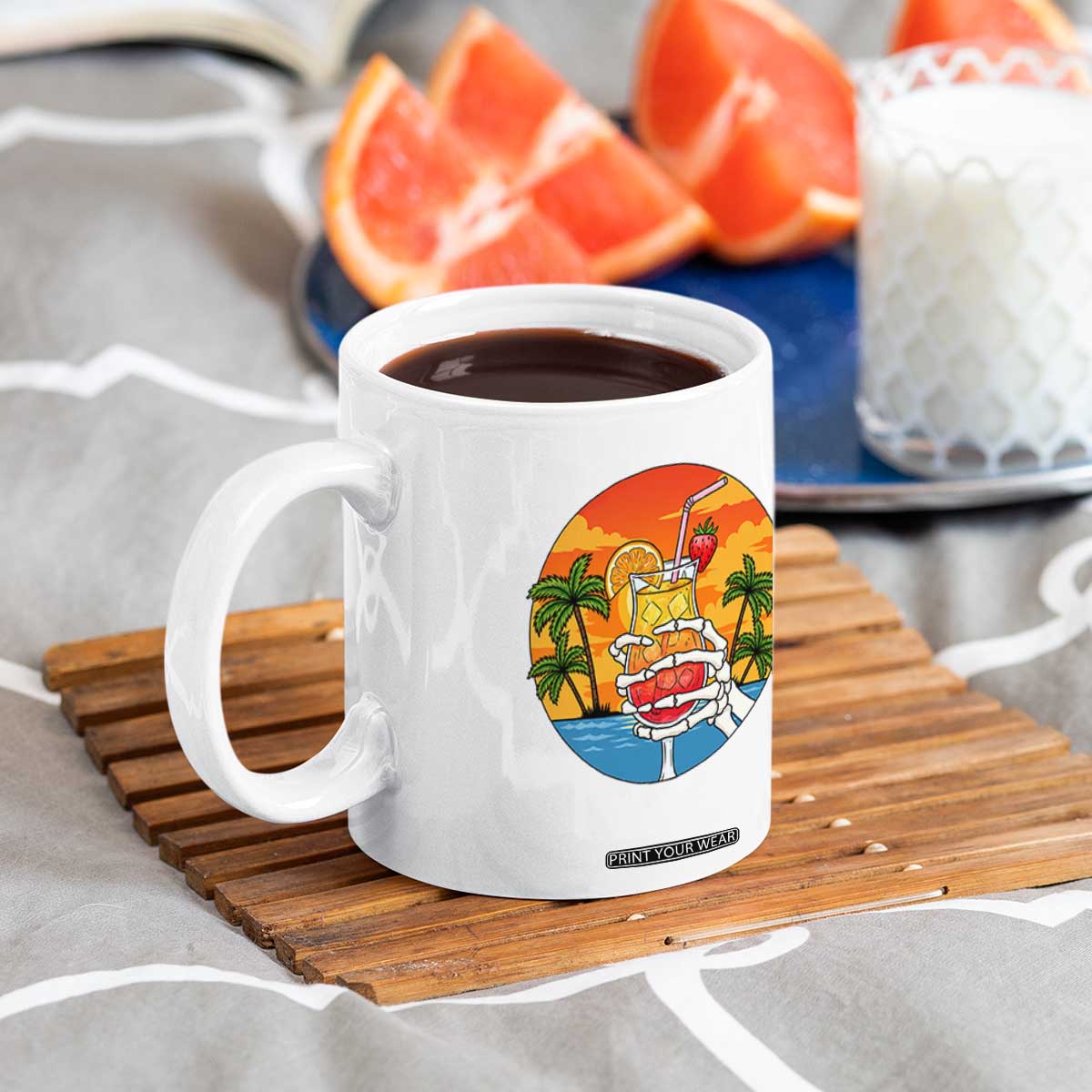 Tropical Skeleton Summerween Coffee Mug Beach Cocktail Vacation TS12 Print Your Wear