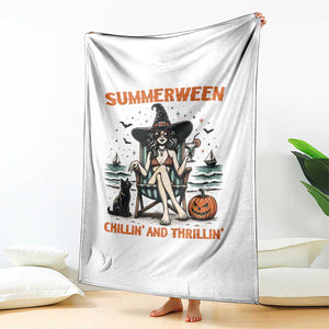 Witchy Beach Summerween Vacation Throw Blanket Chillin And Thrillin TS12 Print Your Wear