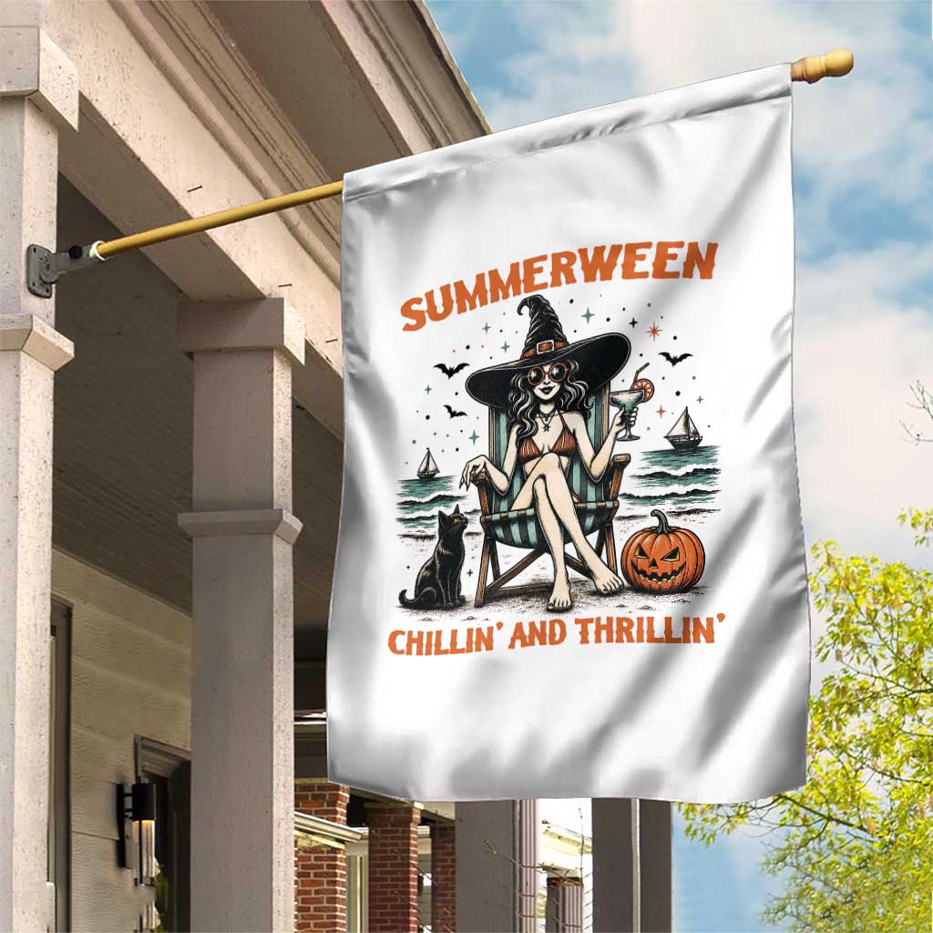Witchy Beach Summerween Vacation Garden Flag Chillin And Thrillin TS12 Print Your Wear