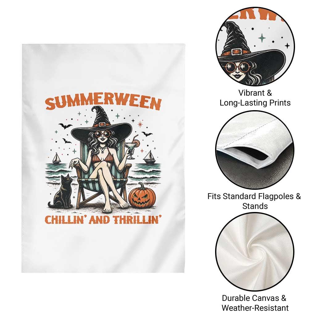 Witchy Beach Summerween Vacation Garden Flag Chillin And Thrillin TS12 Print Your Wear