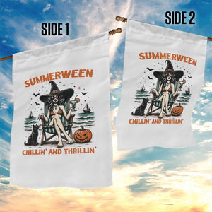 Witchy Beach Summerween Vacation Garden Flag Chillin And Thrillin TS12 Print Your Wear