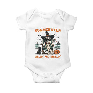 Witchy Beach Summerween Vacation Baby Onesie Chillin And Thrillin TS12 White Print Your Wear