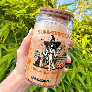 Witchy Beach Summerween Vacation Glass Can Chillin And Thrillin TS12 White Print Your Wear