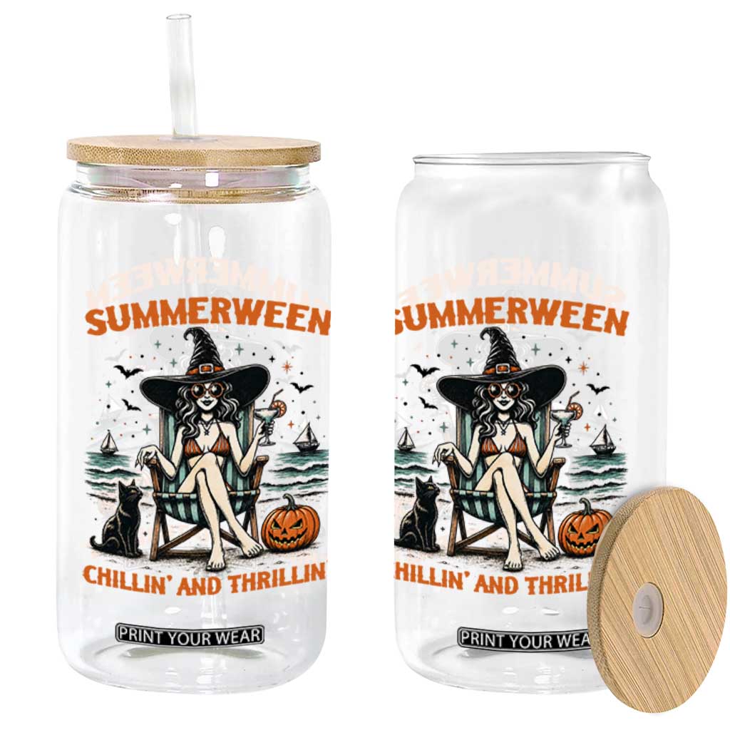 Witchy Beach Summerween Vacation Glass Can Chillin And Thrillin TS12 Print Your Wear