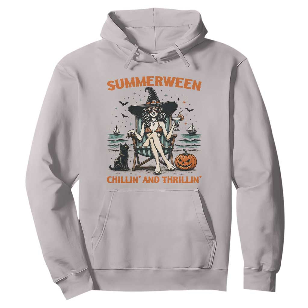 Witchy Beach Summerween Vacation Hoodie Chillin And Thrillin TS12 Ice Gray Print Your Wear