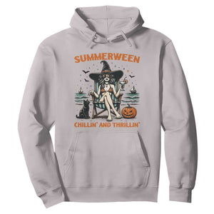 Witchy Beach Summerween Vacation Hoodie Chillin And Thrillin TS12 Ice Gray Print Your Wear