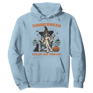 Witchy Beach Summerween Vacation Hoodie Chillin And Thrillin TS12 Light Blue Print Your Wear