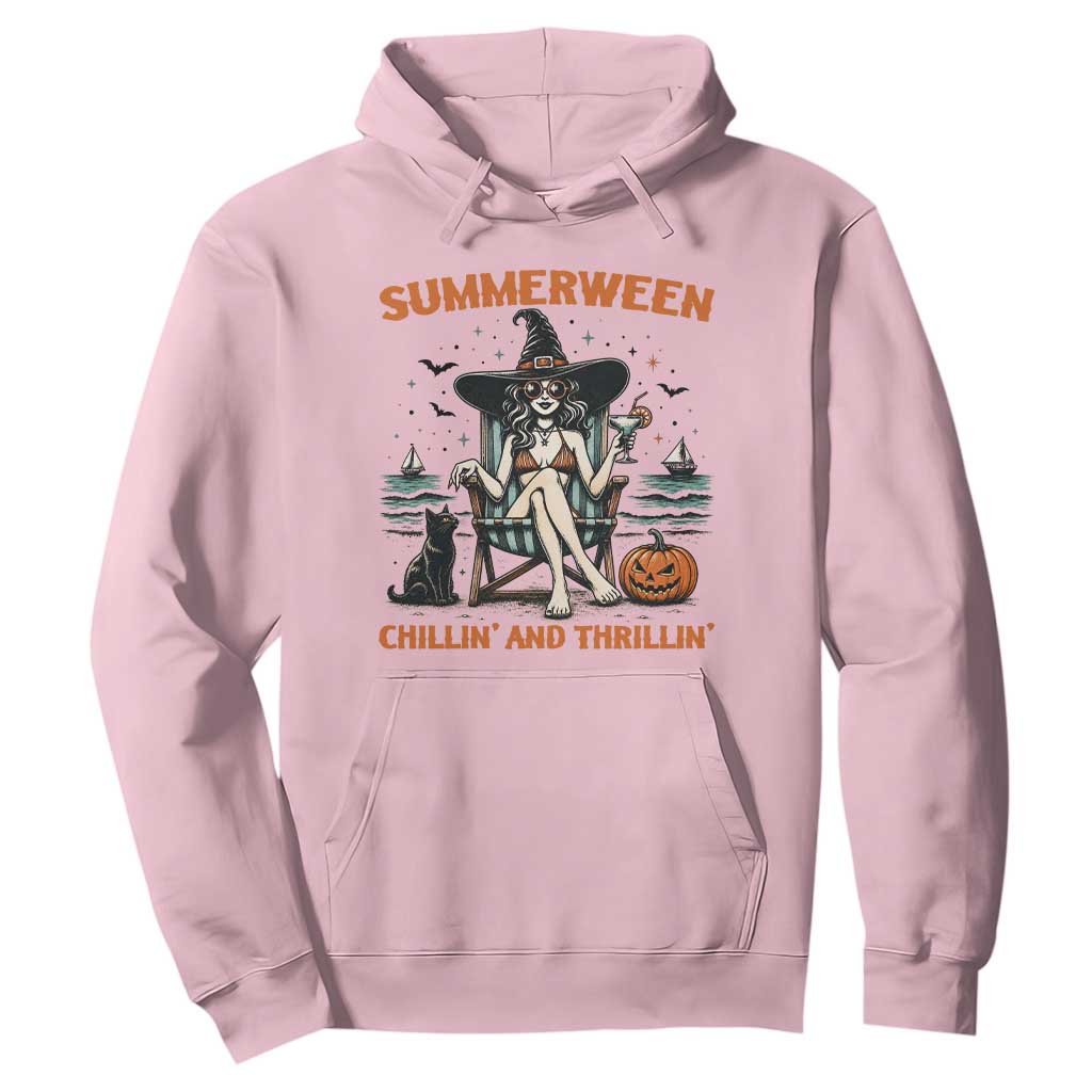 Witchy Beach Summerween Vacation Hoodie Chillin And Thrillin TS12 Light Pink Print Your Wear