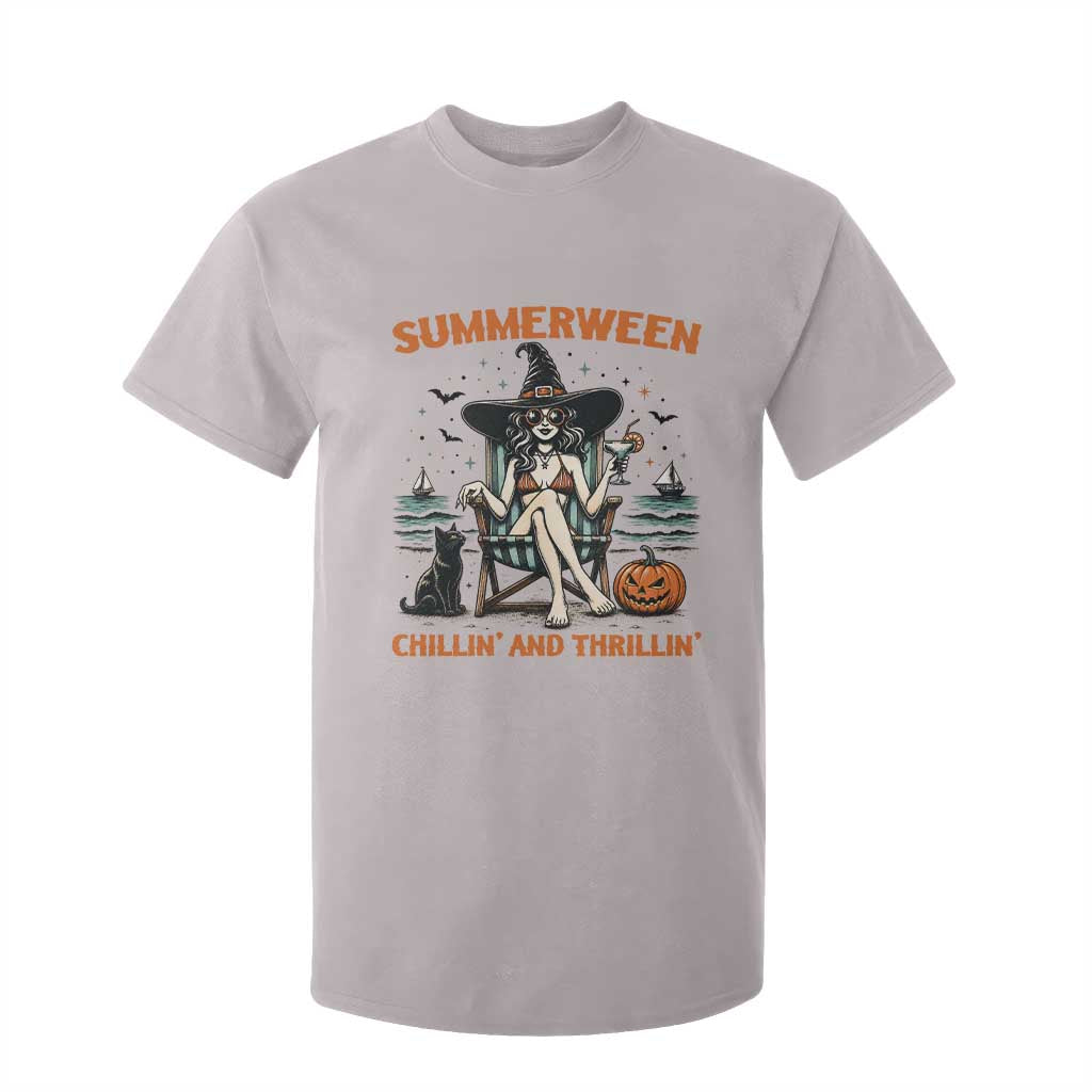 Witchy Beach Summerween Vacation T Shirt For Kid Chillin And Thrillin TS12 Ice Gray Print Your Wear