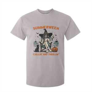 Witchy Beach Summerween Vacation T Shirt For Kid Chillin And Thrillin TS12 Ice Gray Print Your Wear