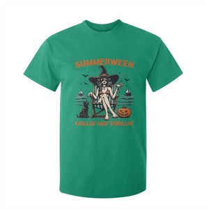 Witchy Beach Summerween Vacation T Shirt For Kid Chillin And Thrillin TS12 Irish Green Print Your Wear