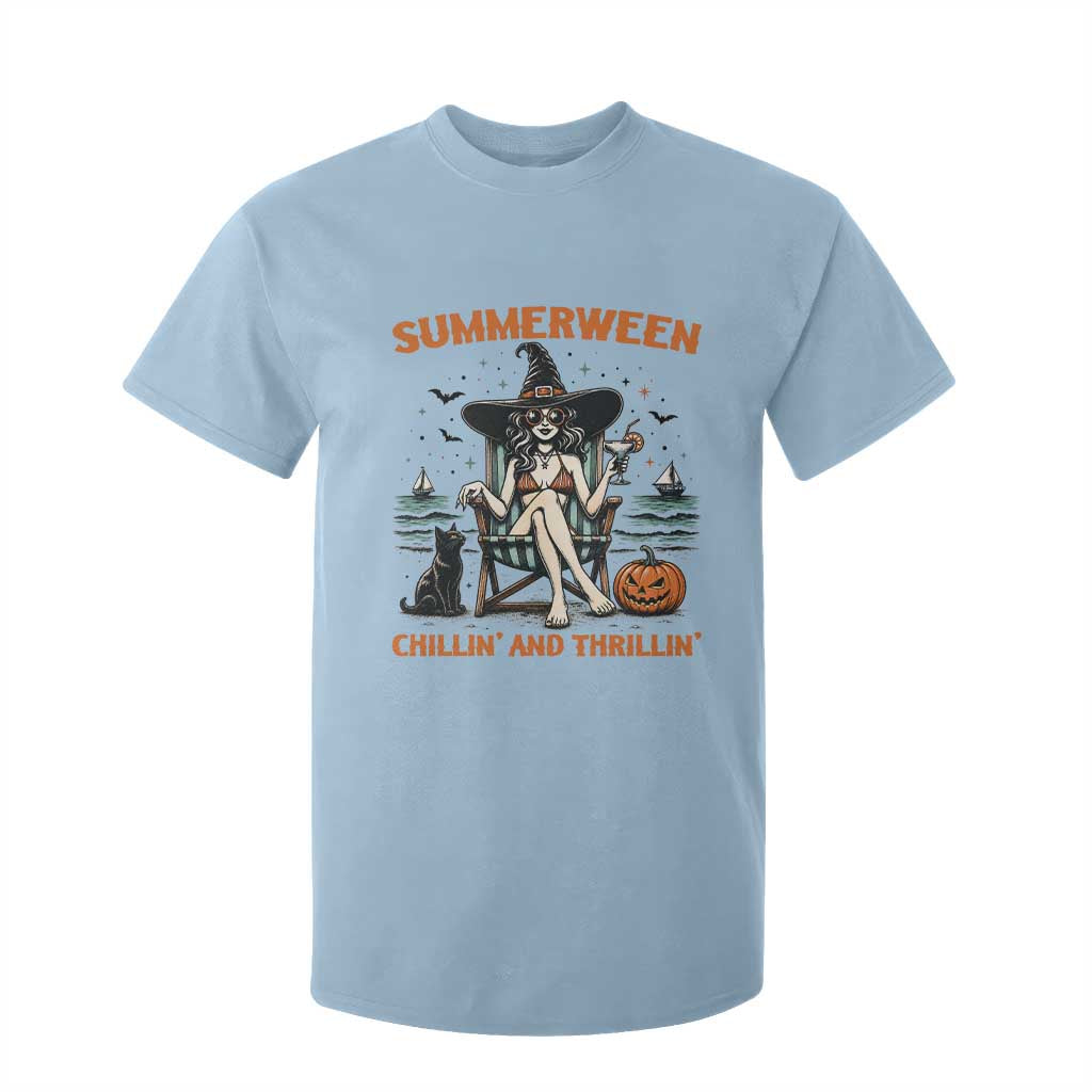 Witchy Beach Summerween Vacation T Shirt For Kid Chillin And Thrillin TS12 Light Blue Print Your Wear