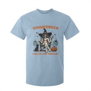 Witchy Beach Summerween Vacation T Shirt For Kid Chillin And Thrillin TS12 Light Blue Print Your Wear