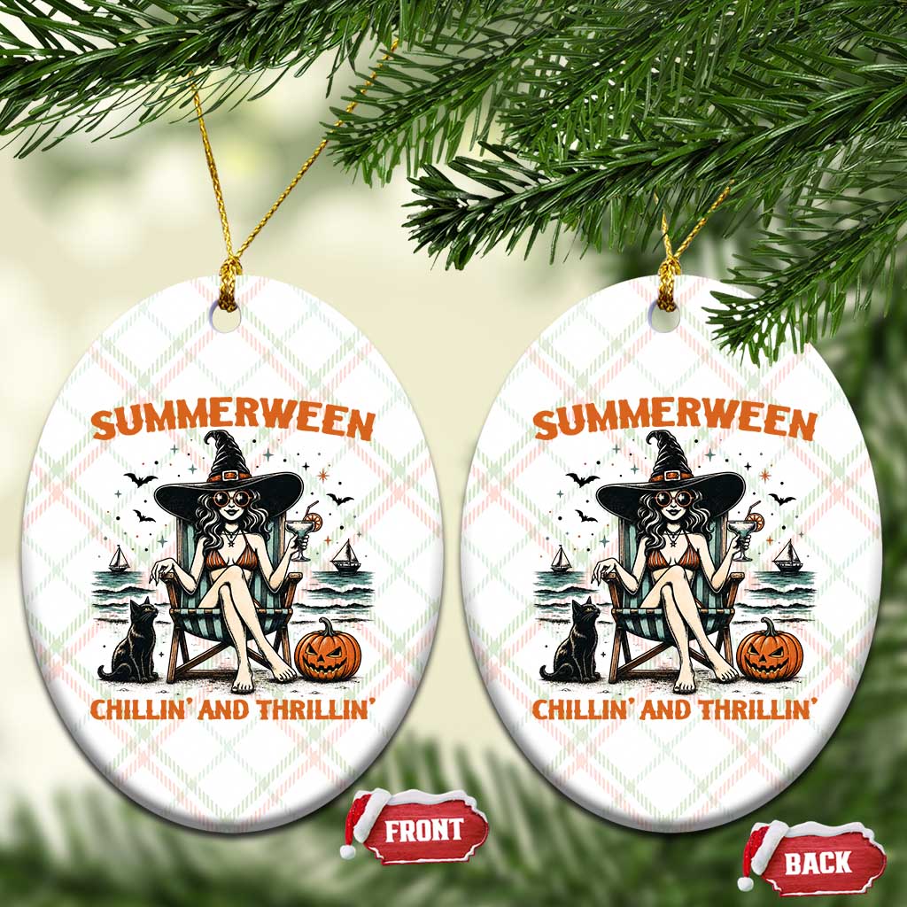 Witchy Beach Summerween Vacation Ceramic Ornament Chillin And Thrillin TS12 Print Your Wear