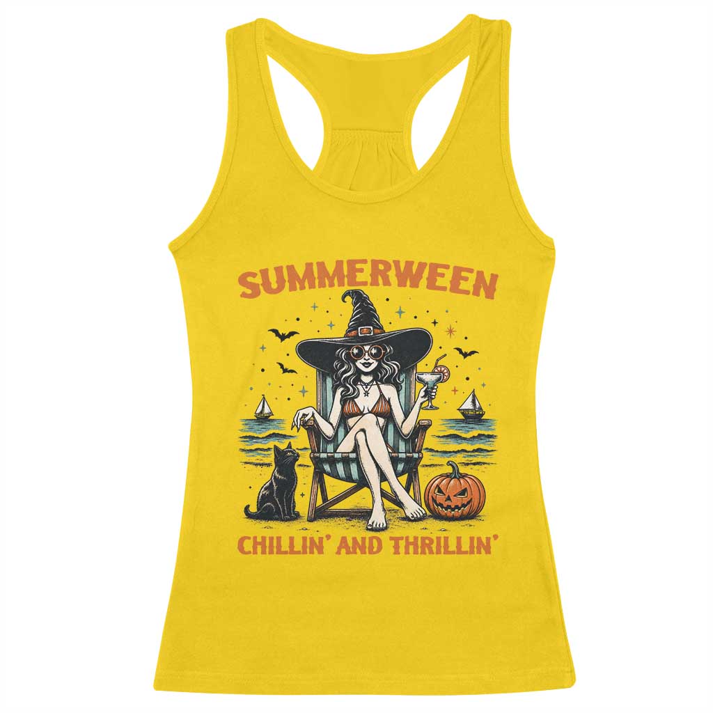Witchy Beach Summerween Vacation Racerback Tank Top Chillin And Thrillin TS12 Daisy Print Your Wear