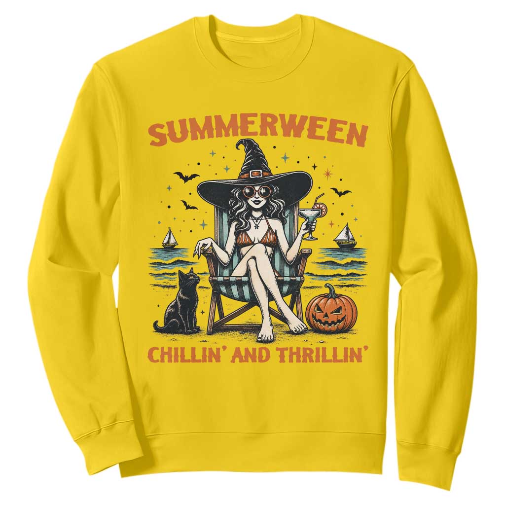 Witchy Beach Summerween Vacation Sweatshirt Chillin And Thrillin TS12 Daisy Print Your Wear