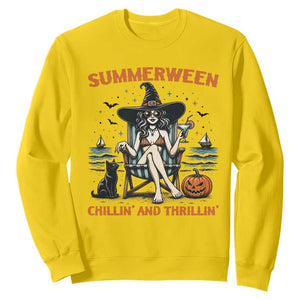 Witchy Beach Summerween Vacation Sweatshirt Chillin And Thrillin TS12 Daisy Print Your Wear