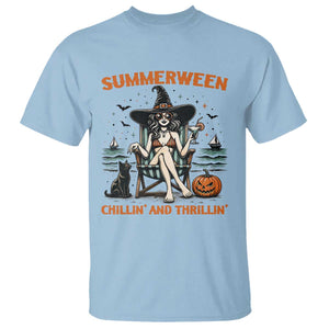 Witchy Beach Summerween Vacation T Shirt Chillin And Thrillin TS12 Light Blue Print Your Wear