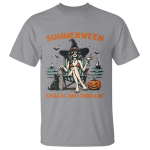 Witchy Beach Summerween Vacation T Shirt Chillin And Thrillin TS12 Sport Gray Print Your Wear