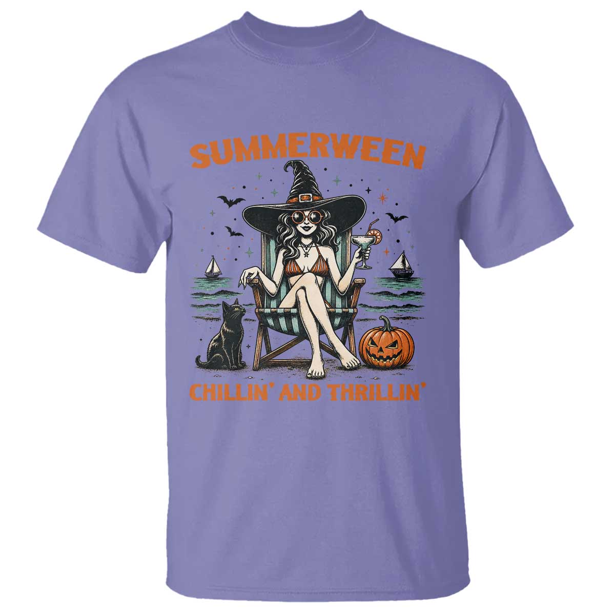 Witchy Beach Summerween Vacation T Shirt Chillin And Thrillin TS12 Violet Print Your Wear