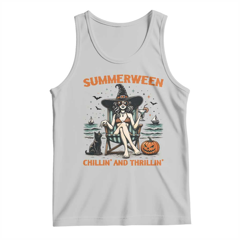 Witchy Beach Summerween Vacation Tank Top Chillin And Thrillin TS12 Ash Print Your Wear