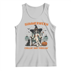 Witchy Beach Summerween Vacation Tank Top Chillin And Thrillin TS12 Ash Print Your Wear