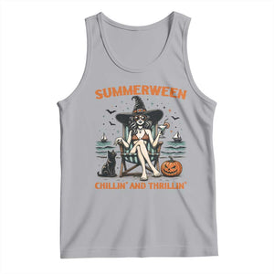 Witchy Beach Summerween Vacation Tank Top Chillin And Thrillin TS12 Athletic Heather Print Your Wear