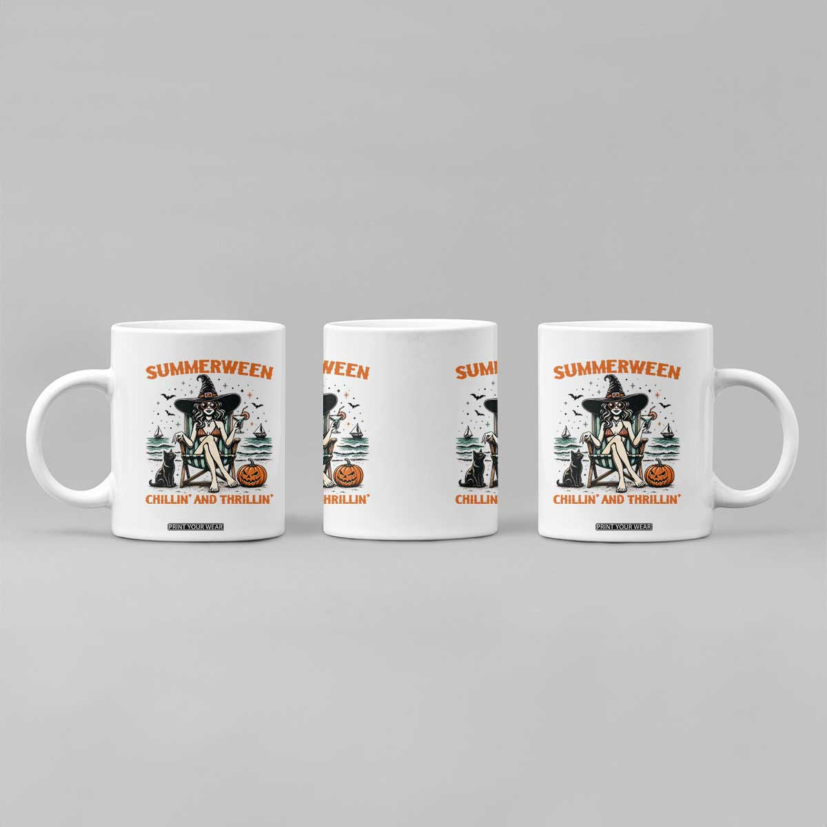 Witchy Beach Summerween Vacation Coffee Mug Chillin And Thrillin TS12 Print Your Wear