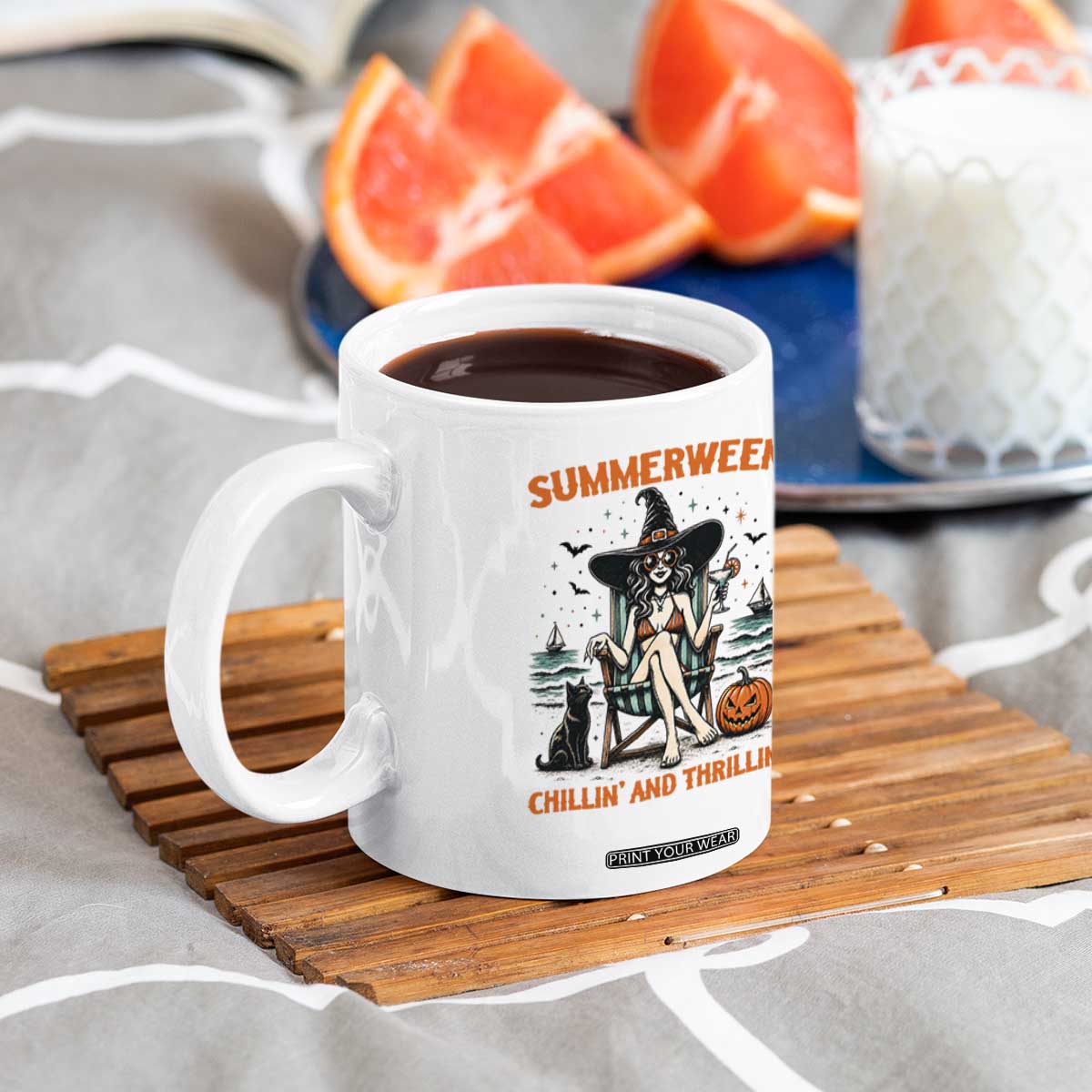 Witchy Beach Summerween Vacation Coffee Mug Chillin And Thrillin TS12 Print Your Wear