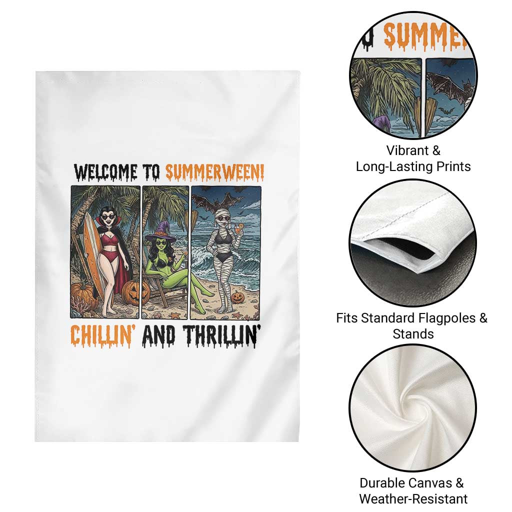 Welcome To Summerween Chillin And Thrillin Garden Flag Funny Summer Halloween TS12 Print Your Wear