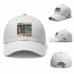 Welcome To Summerween Chillin And Thrillin Baseball Cap Funny Summer Halloween TS12 Baseball Cap Universal Fit White Print Your Wear
