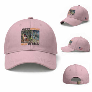 Welcome To Summerween Chillin And Thrillin Baseball Cap Funny Summer Halloween TS12 Baseball Cap Universal Fit Light Pink Print Your Wear